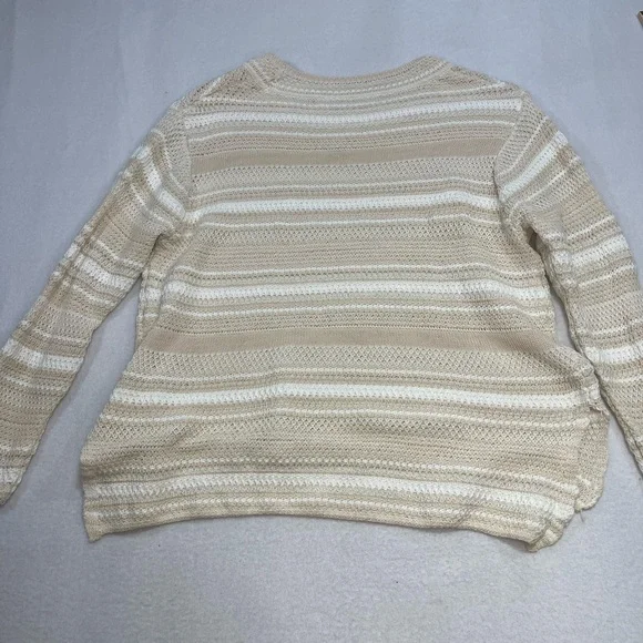 Rachel Roy Cream Stripe Knit Sweater Lightweight Boho Small - Picture 3 of 6